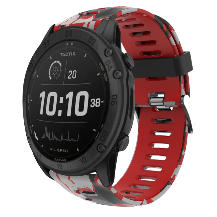 26mm Camouflage Printed Silicone Watch Band, For Garmin Fenix 7X, For Garmin Fenix 7X Solar, For Garmin Tactix Delta, For Garmin Enduro 2