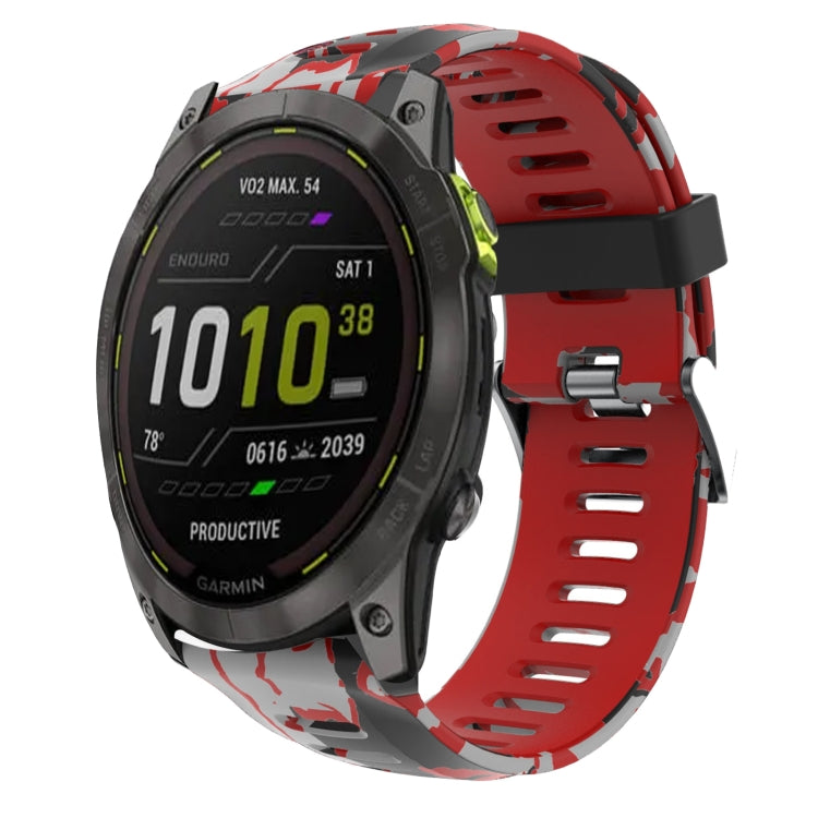 26mm Camouflage Printed Silicone Watch Band, For Garmin Fenix 7X, For Garmin Fenix 7X Solar, For Garmin Tactix Delta, For Garmin Enduro 2