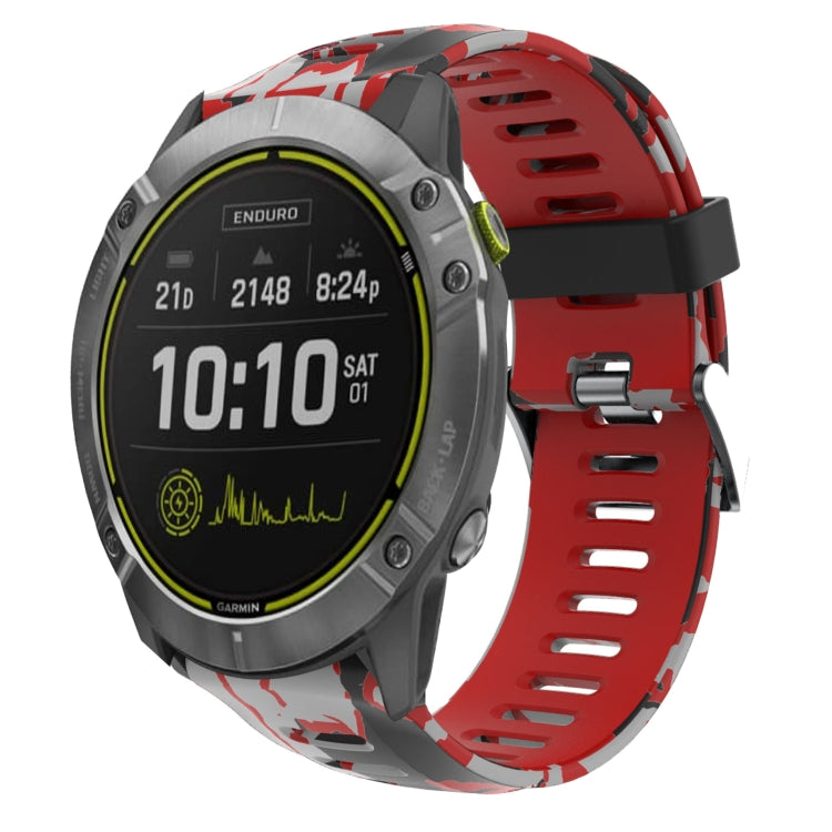 26mm Camouflage Printed Silicone Watch Band, For Garmin Enduro, For Garmin Fenix 6X, For Garmin Fenix 6X Pro, For Garmin Fenix 6X Sapphire