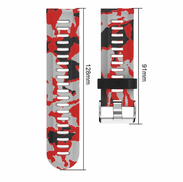 26mm Camouflage Printed Silicone Watch Band, For Garmin Fenix 7X, For Garmin Fenix 7X Solar, For Garmin Tactix Delta, For Garmin Enduro 2