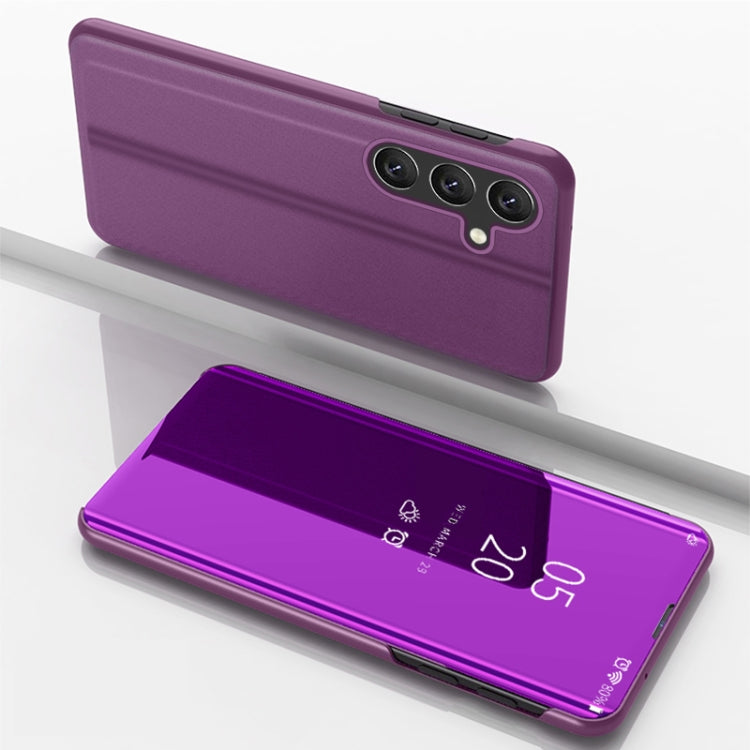 Plated Mirror Horizontal Flip Leather Phone Case with Holder, For Galaxy S25 5G, For Galaxy S25+ 5G, For Galaxy S25 Ultra 5G