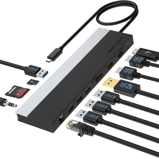Wavlink UMD08 DisplayPort 12 in 1 Type-C Triple Display Docking Station, UMD08