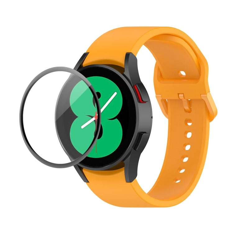 JUNSUNMAY Silicone Adjustable Strap + Full Coverage PMMA Screen Protector Kit, For Samsung Galaxy Watch4 40mm