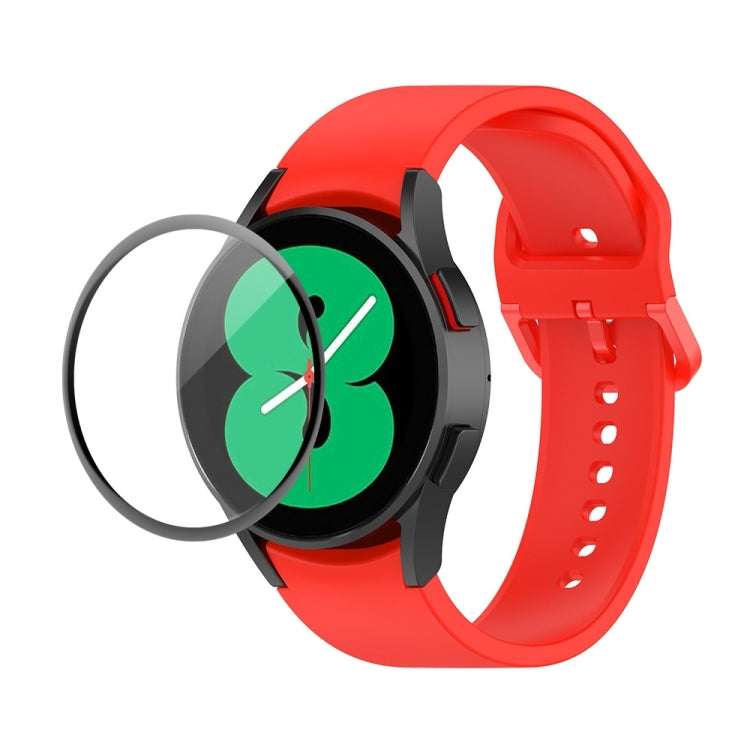 JUNSUNMAY Silicone Adjustable Strap + Full Coverage PMMA Screen Protector Kit, For Samsung Galaxy Watch4 40mm