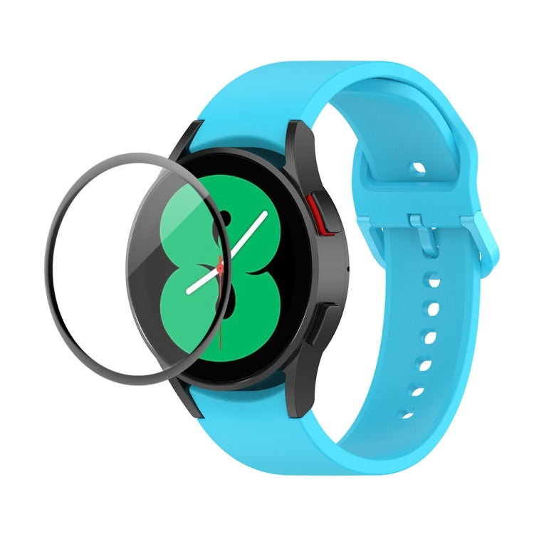 JUNSUNMAY Silicone Adjustable Strap + Full Coverage PMMA Screen Protector Kit, For Samsung Galaxy Watch4 40mm