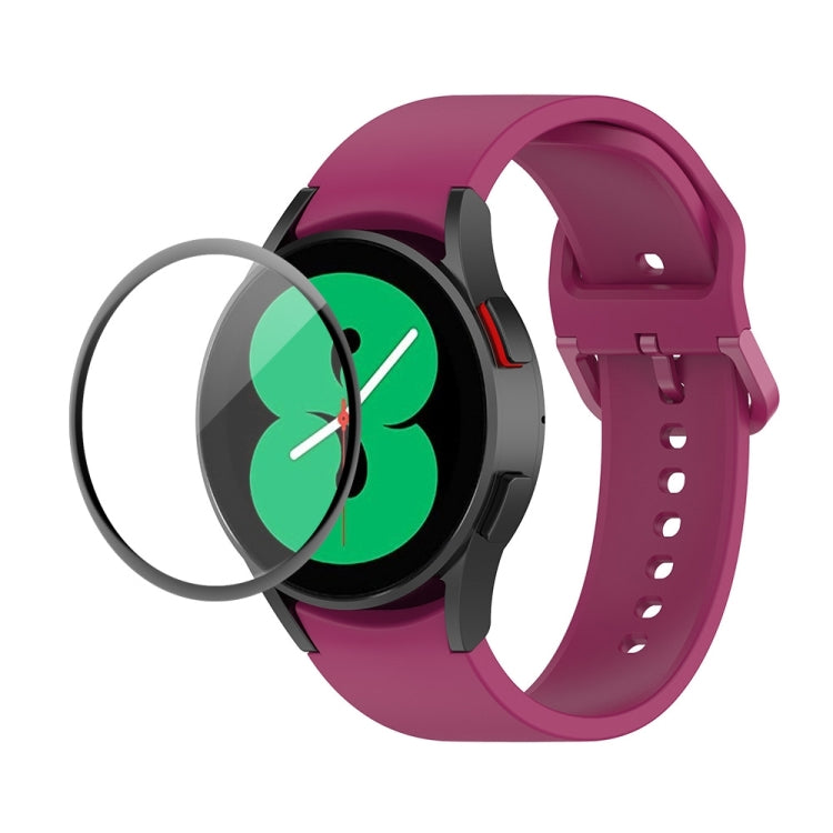 JUNSUNMAY Silicone Adjustable Strap + Full Coverage PMMA Screen Protector Kit, For Samsung Galaxy Watch4 44mm