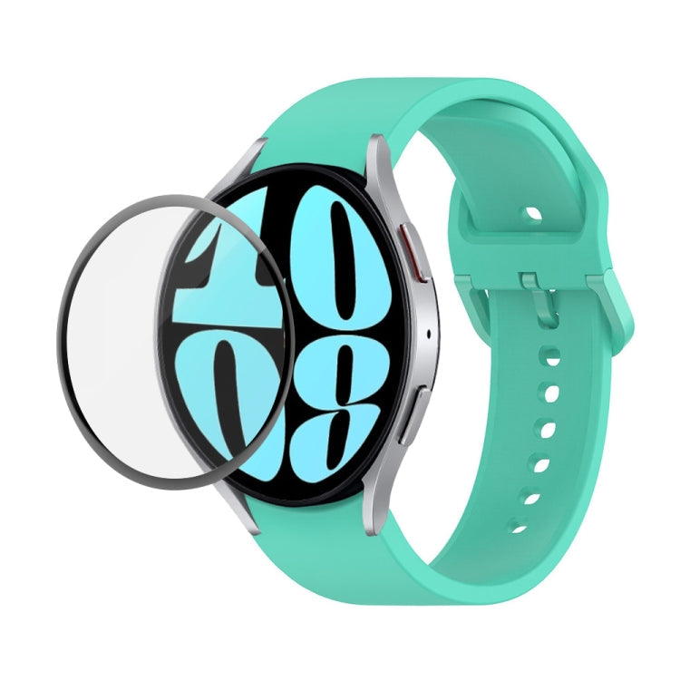 JUNSUNMAY Silicone Adjustable Strap + Full Coverage PMMA Screen Protector Kit, For Samsung Galaxy Watch6 44mm