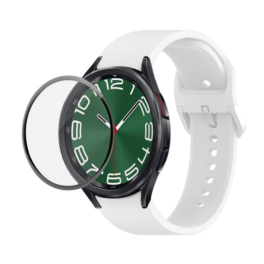 JUNSUNMAY Silicone Adjustable Strap + Full Coverage PMMA Screen Protector Kit, For Samsung Galaxy Watch6 Classic 43mm