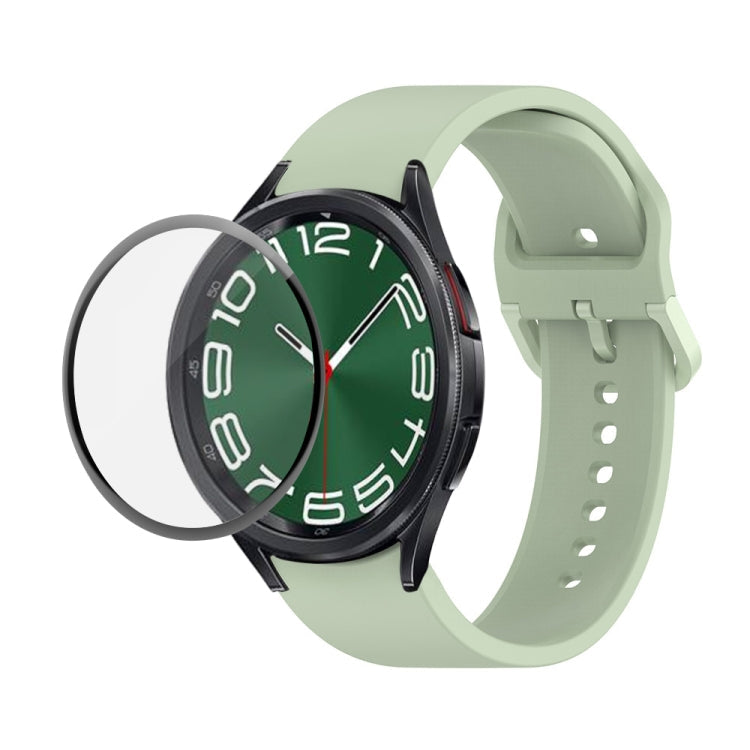 JUNSUNMAY Silicone Adjustable Strap + Full Coverage PMMA Screen Protector Kit, For Samsung Galaxy Watch6 Classic 47mm