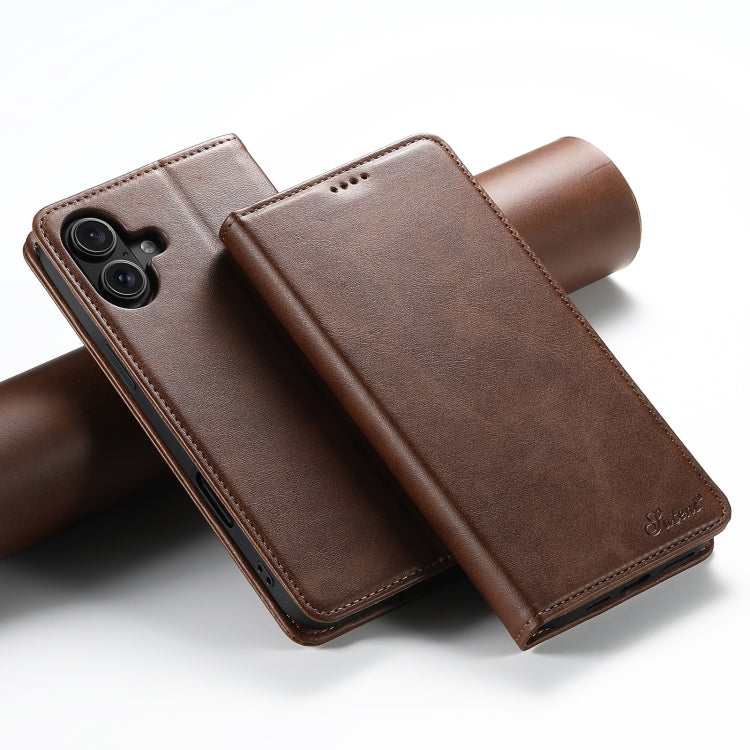 Suteni Calf Texture Horizontal Flip Leather Phone Case, For iPhone Air, For iPhone 16 Pro Max, For iPhone 16 Pro, For iPhone 16 Plus, For iPhone 16, For iPhone 15 Pro Max
