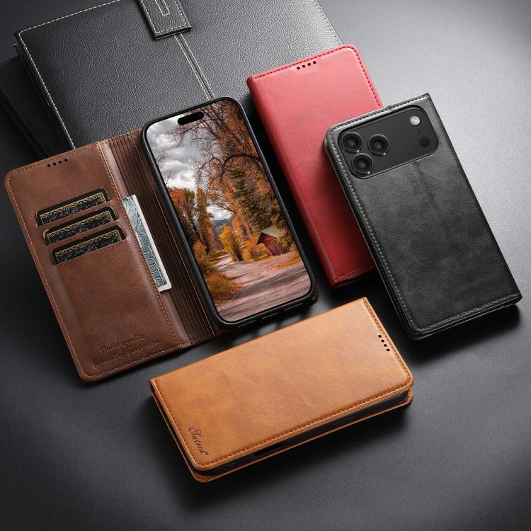 Suteni Calf Texture Horizontal Flip Leather Phone Case, For iPhone 18, For iPhone 18 Pro, For iPhone 18 Pro Max, For iPhone 17 Pro Max, For iPhone 17 Pro, For iPhone 17