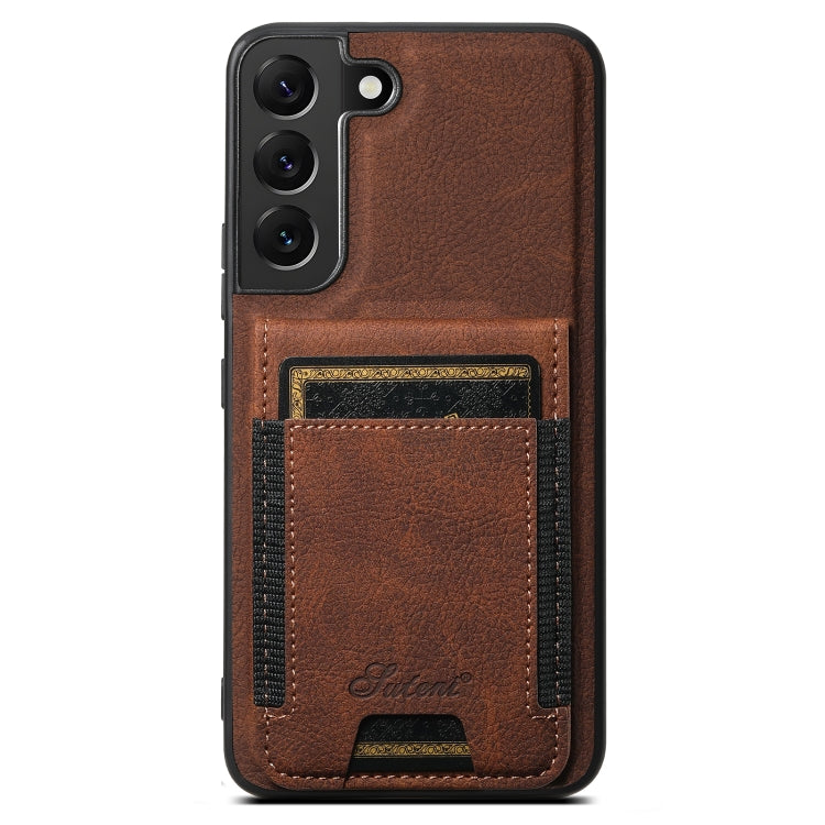 For Samsung Galaxy S22+ 5G Suteni H17 Litchi Texture Leather MagSafe Detachable Wallet Phone Case(Brown)