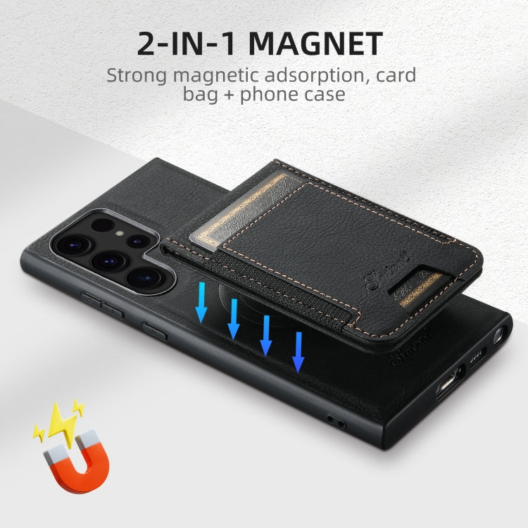For Samsung Galaxy Note20 Suteni H17 Litchi Texture Leather MagSafe Detachable Wallet Phone Case(Black)