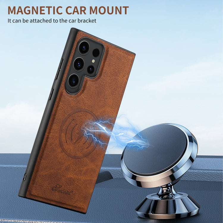 For Samsung Galaxy Note20 Suteni H17 Litchi Texture Leather MagSafe Detachable Wallet Phone Case(Khaki)