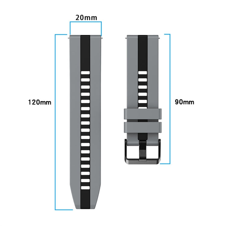 20mm Two-Color Sports Silicone Watch Band, For Amazfit Bip3 Pro
