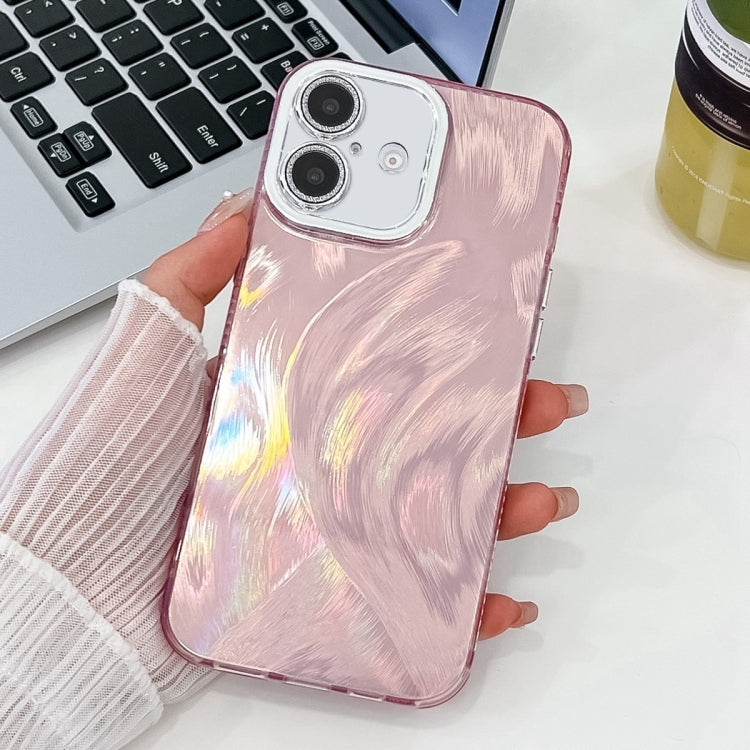 Plating Glitter Texture TPU Phone Case with Lens Film, For iPhone 16 Plus