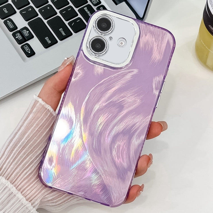 Plating Glitter Texture TPU Phone Case with Lens Film, For iPhone 16 Plus