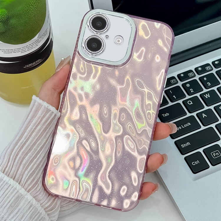 Plating Glitter Texture TPU Phone Case with Lens Film, For iPhone 16 Plus
