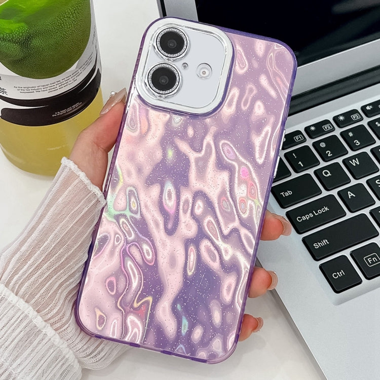 Plating Glitter Texture TPU Phone Case with Lens Film, For iPhone 16 Plus