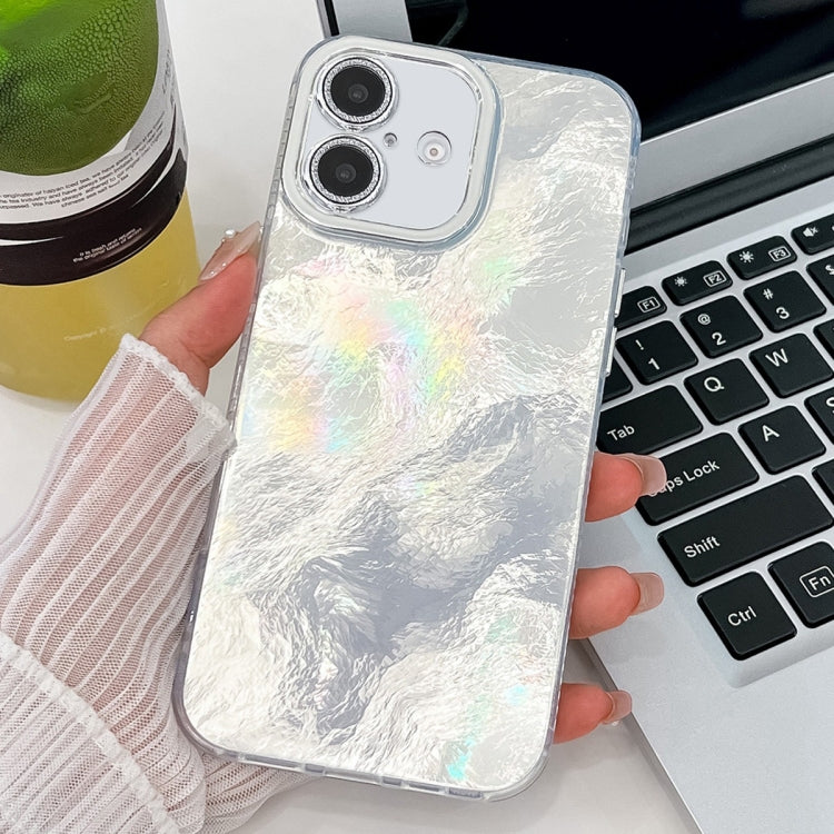 Plating Glitter Texture TPU Phone Case with Lens Film, For iPhone 16 Plus