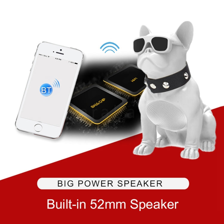 CH-M10 Bulldog Stereo Wireless Bluetooth Speaker, Support TF Card / U Disk / FM, White