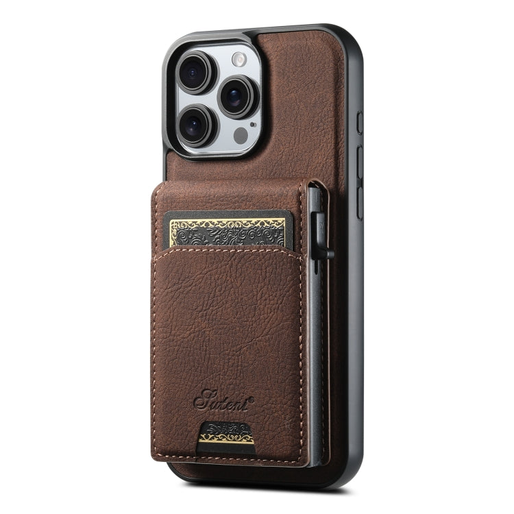 Suteni H19 Litchi Grain 2-in-1 MagSafe Removable Card Box Back Phone Case, For iPhone 15, For iPhone 14 Plus, For iPhone 14, For iPhone 14 Pro, For iPhone 14 Pro Max, For iPhone 13 Pro Max, For iPhone 13 Pro, For iPhone 13, For iPhone 12               ...