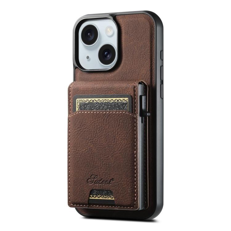 Suteni H19 Litchi Grain 2-in-1 MagSafe Removable Card Box Back Phone Case, For iPhone 15, For iPhone 14 Plus, For iPhone 14, For iPhone 14 Pro, For iPhone 14 Pro Max, For iPhone 13 Pro Max, For iPhone 13 Pro, For iPhone 13, For iPhone 12               ...