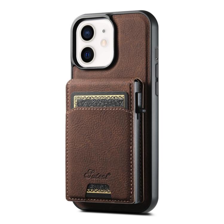 Suteni H19 Litchi Grain 2-in-1 MagSafe Removable Card Box Back Phone Case, For iPhone 15, For iPhone 14 Plus, For iPhone 14, For iPhone 14 Pro, For iPhone 14 Pro Max, For iPhone 13 Pro Max, For iPhone 13 Pro, For iPhone 13, For iPhone 12               ...