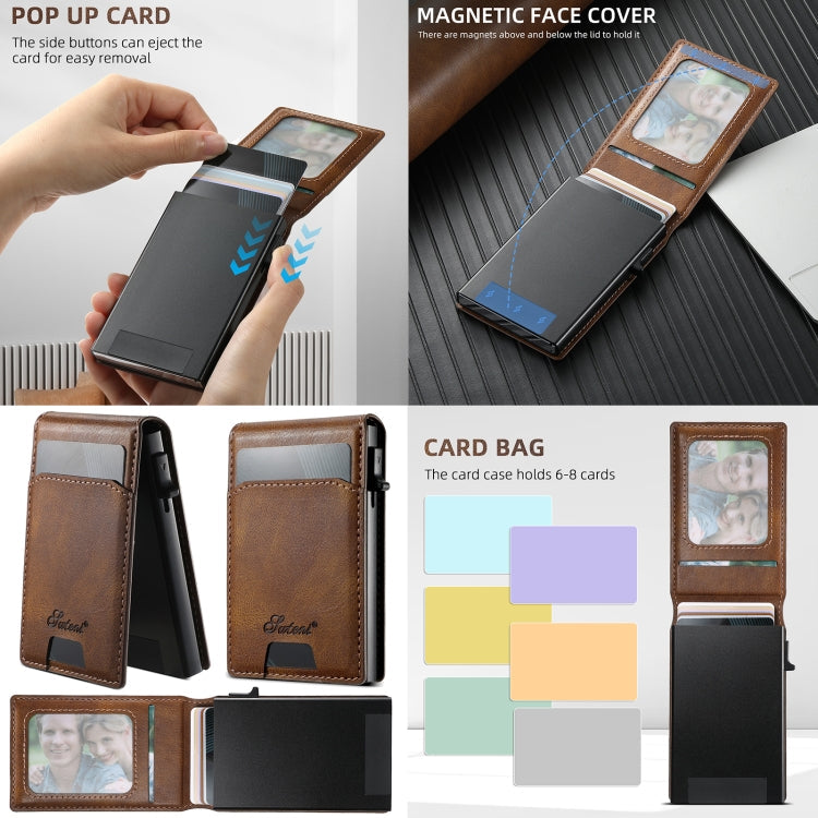 For Samsung Galaxy S23+ 5G Suteni H19 Oil Wax 2-in-1 MagSafe Removable Card Box Back Phone Case(Black)
