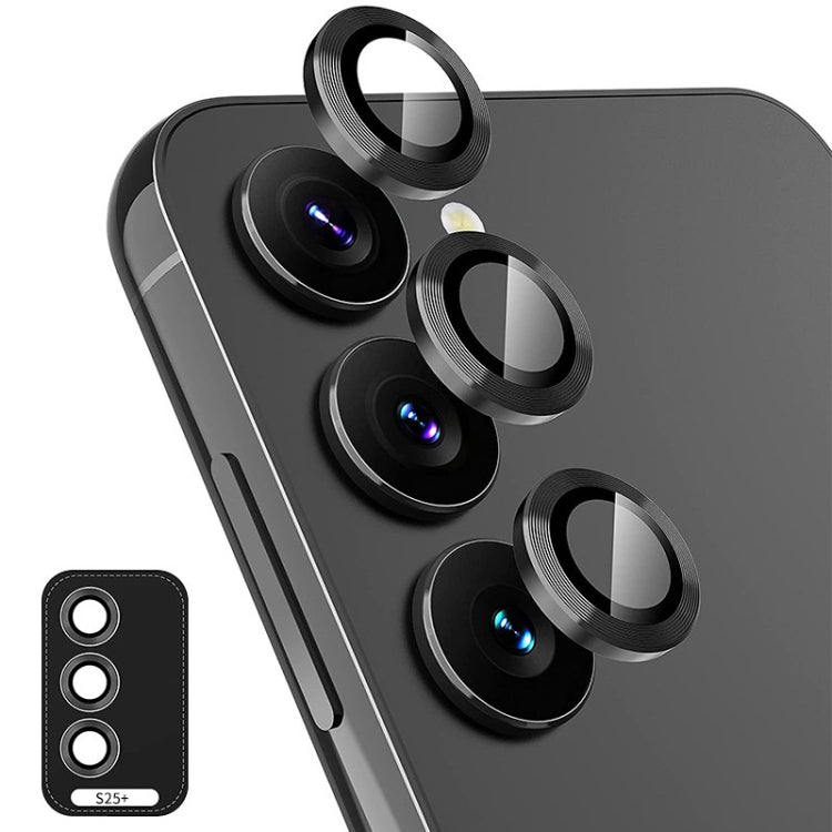 For Samsung Galaxy S25+ 5G ENKAY Hat-Prince 9H Rear Camera Lens Aluminium Alloy Tempered Glass Film(Black)
