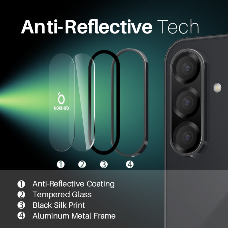 For Samsung Galaxy A56 5G NORTHJO Camera Lens Protector CD Metal Ring Tempered Glass Film(Black)