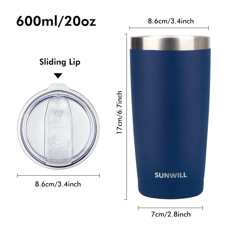 JUNSUNMAY 600ml 304 Stainless Steel Vacuum Insulated Coffee Travel Mug Double Wall Thermal Cup(Red)