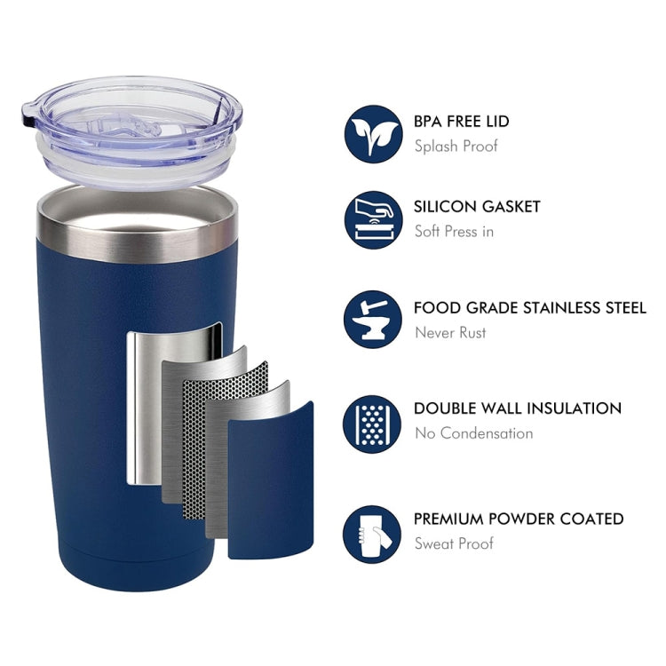 JUNSUNMAY 600ml 304 Stainless Steel Vacuum Insulated Coffee Travel Mug Double Wall Thermal Cup(Orange)