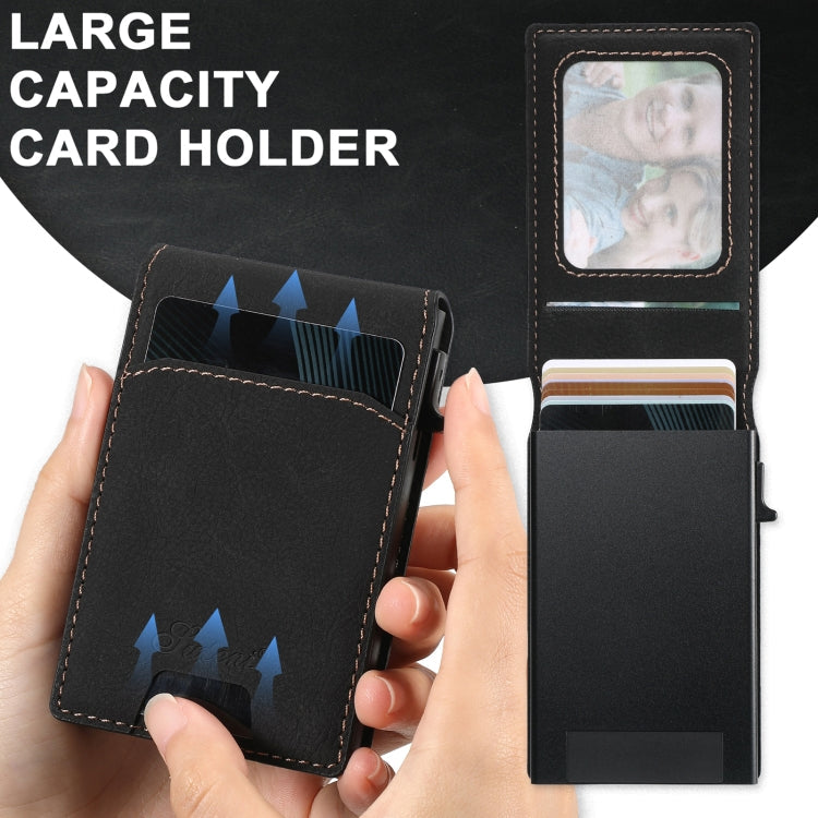 For Samsung Galaxy S22 Ultra 5G Suteni H19 Litchi Texture 2-in-1 MagSafe Removable Card Case Back Phone Case(Black)