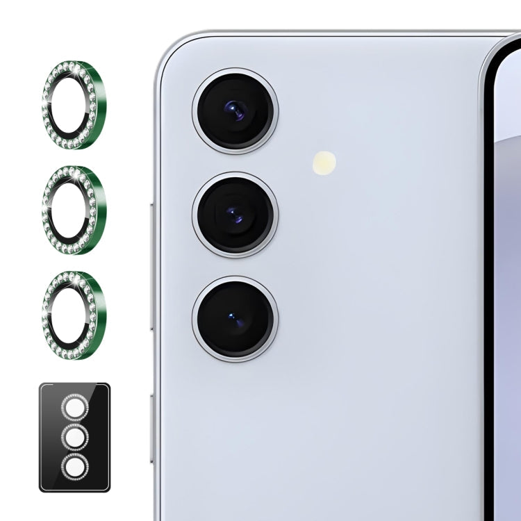 For Samsung Galaxy S23 FE 5G ENKAY AR Anti-reflection Individual Diamond Ring Camera Lens Glass Full Film(Deep Green)