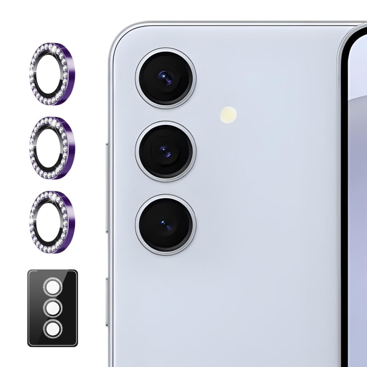 For Samsung Galaxy S23 FE 5G ENKAY AR Anti-reflection Individual Diamond Ring Camera Lens Glass Full Film(Deep Purple)
