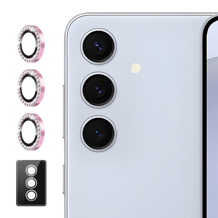 For Samsung Galaxy S23 FE 5G ENKAY AR Anti-reflection Individual Diamond Ring Camera Lens Glass Full Film(Pink)