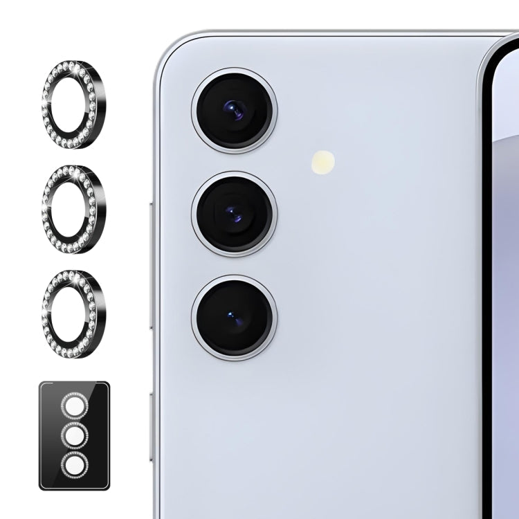 For Samsung Galaxy S23 FE 5G ENKAY AR Anti-reflection Individual Diamond Ring Camera Lens Glass Full Film(Black)