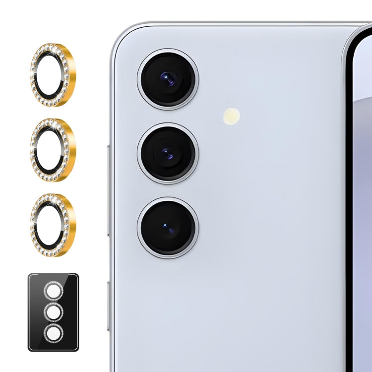 For Samsung Galaxy S23 FE 5G ENKAY AR Anti-reflection Individual Diamond Ring Camera Lens Glass Full Film(Golden)