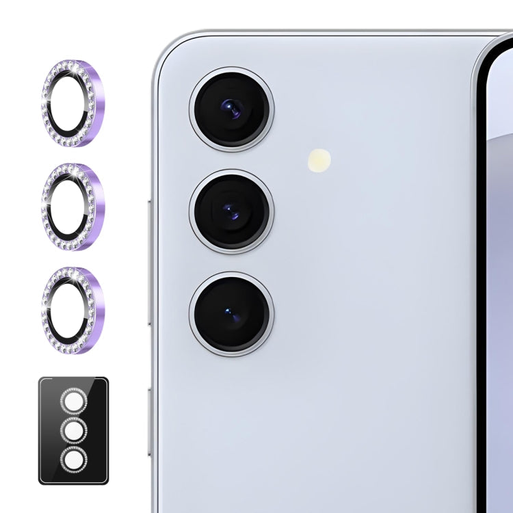 For Samsung Galaxy S23 FE 5G ENKAY AR Anti-reflection Individual Diamond Ring Camera Lens Glass Full Film(Light Purple)