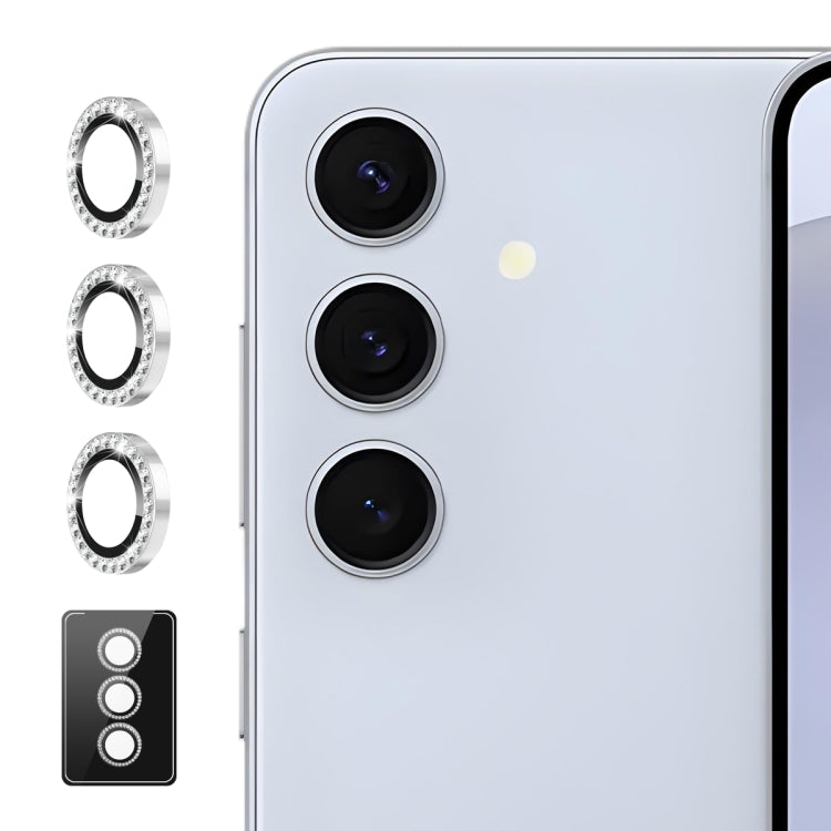 For Samsung Galaxy S23 FE 5G ENKAY AR Anti-reflection Individual Diamond Ring Camera Lens Glass Full Film(Silver)