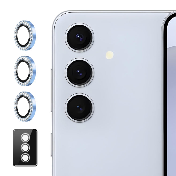 For Samsung Galaxy S23 FE 5G ENKAY AR Anti-reflection Individual Diamond Ring Camera Lens Glass Full Film(Sierra Blue)