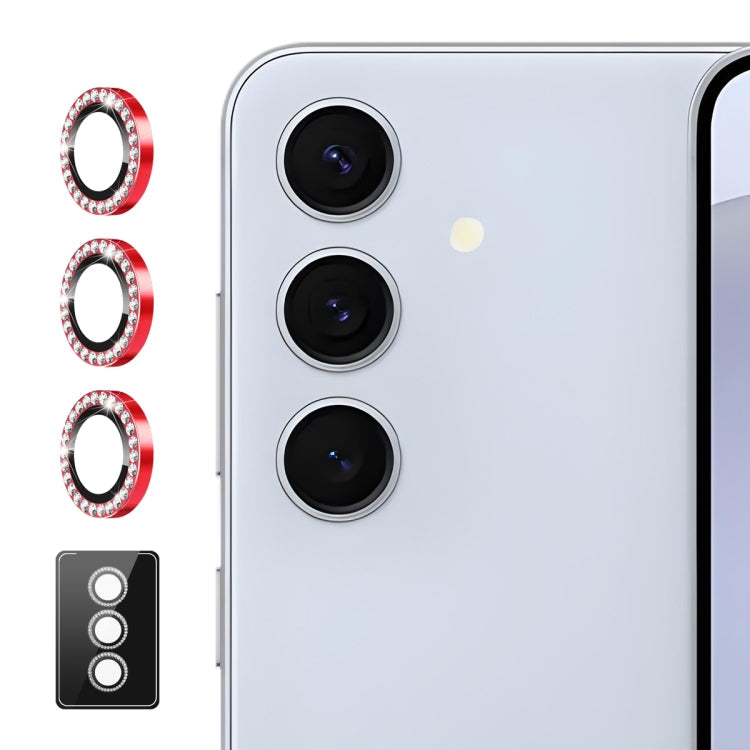 For Samsung Galaxy S23 FE 5G ENKAY AR Anti-reflection Individual Diamond Ring Camera Lens Glass Full Film(Red)