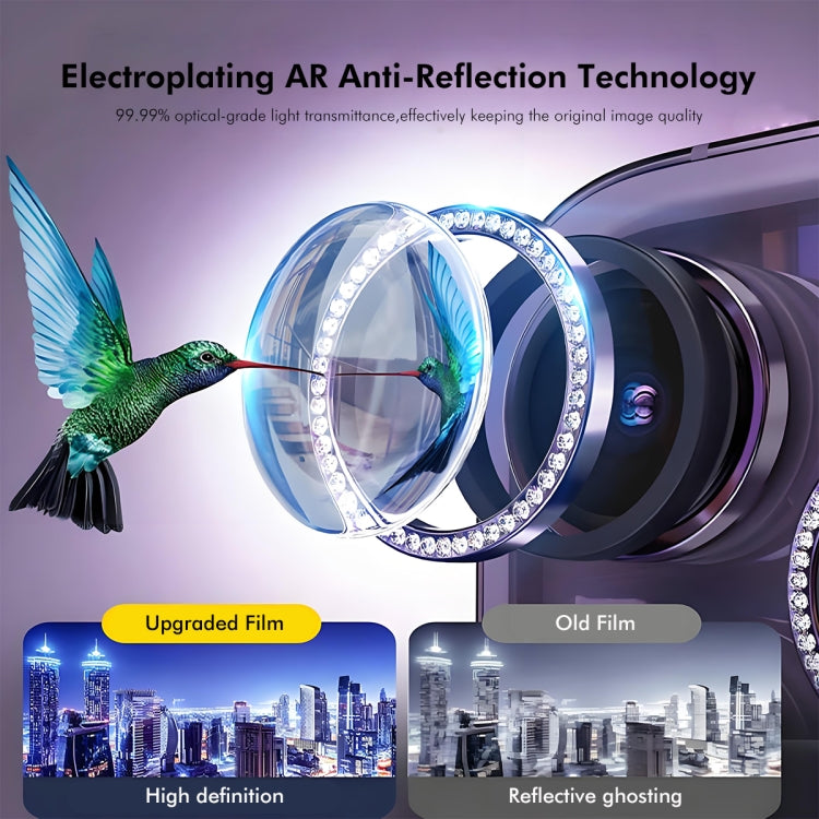 For Samsung Galaxy S23 FE 5G ENKAY AR Anti-reflection Individual Diamond Ring Camera Lens Glass Full Film(Light Purple)