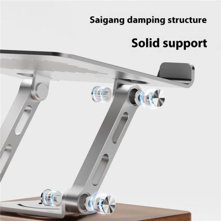 J27 Desktop Foldable Rotating Wooden Base Tablets Laptops Metal Cooling Holder, J27