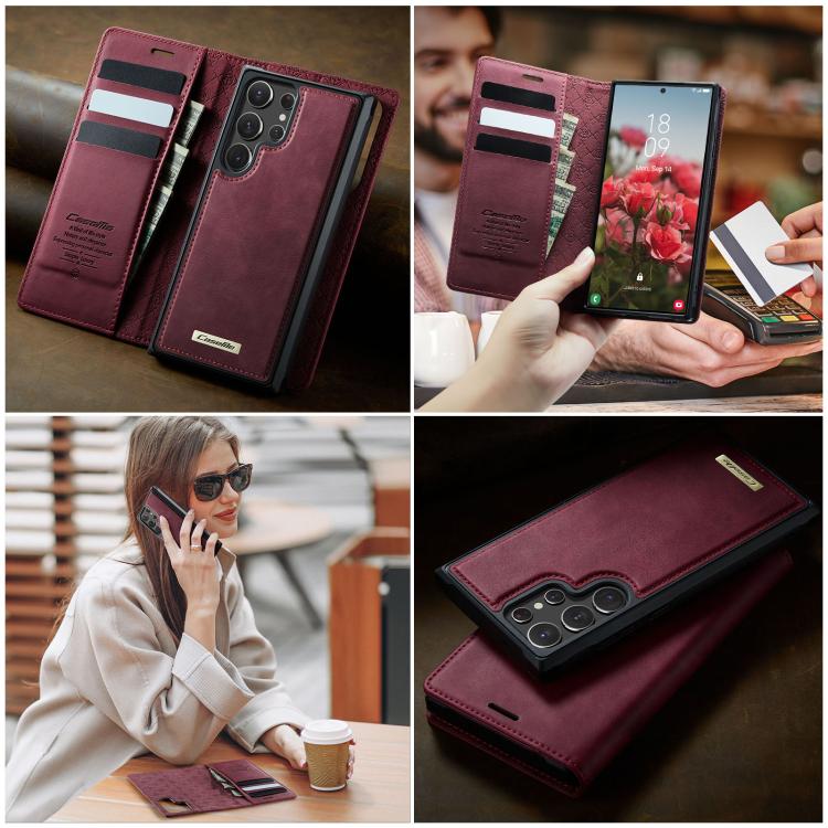 CaseMe C49 Magnetic RFID Blocking Detachable Wallet Leather Phone Case, For Samsung Galaxy S22 Ultra 5G, For Samsung Galaxy S22+ 5G, For Samsung Galaxy S22 5G, For Samsung Galaxy S21 FE 5G
