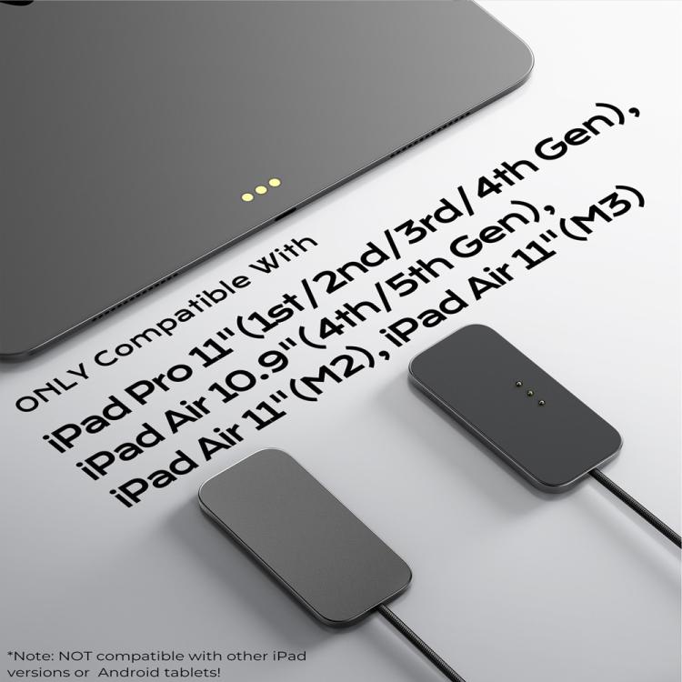 For iPad Air 11 / Air 10.9 Fast Charging Smart PIN Magnetic Charger Wireless Charging Pad with Type-C Cable, For iPad Air 11 / Air 10.9