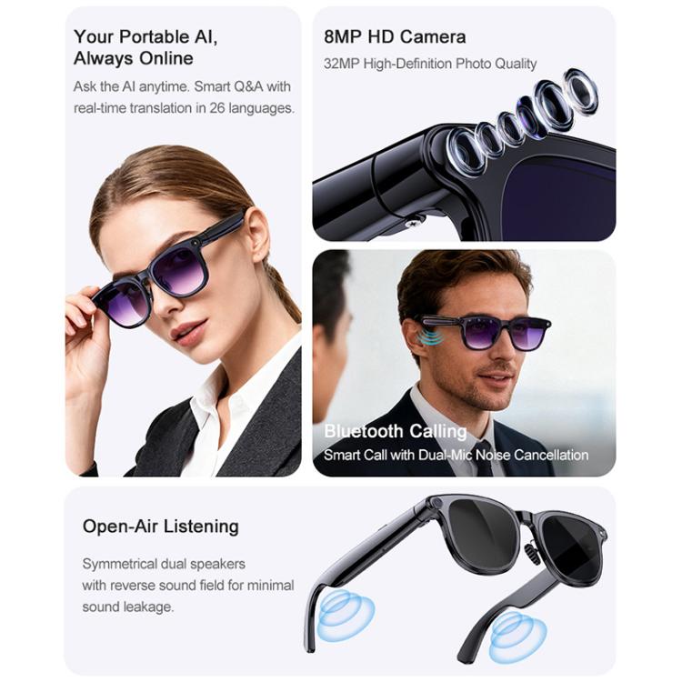 A2 Smart AI Camera Glasses with 8MP HD Camera, AI Translation & Bluetooth Calling