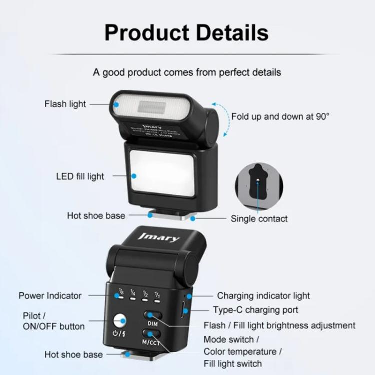 JMARY FM-06R Camera Flash LED Fill Light 300mAh Rechargeable