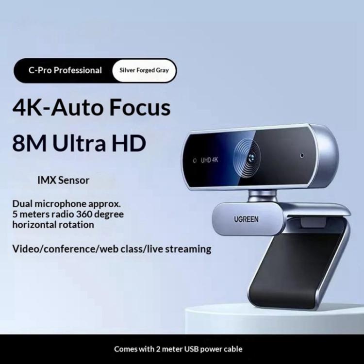 UGREEN CM831 4K Ultra HD Webcam – 8MP Auto Focus with Dual Microphones